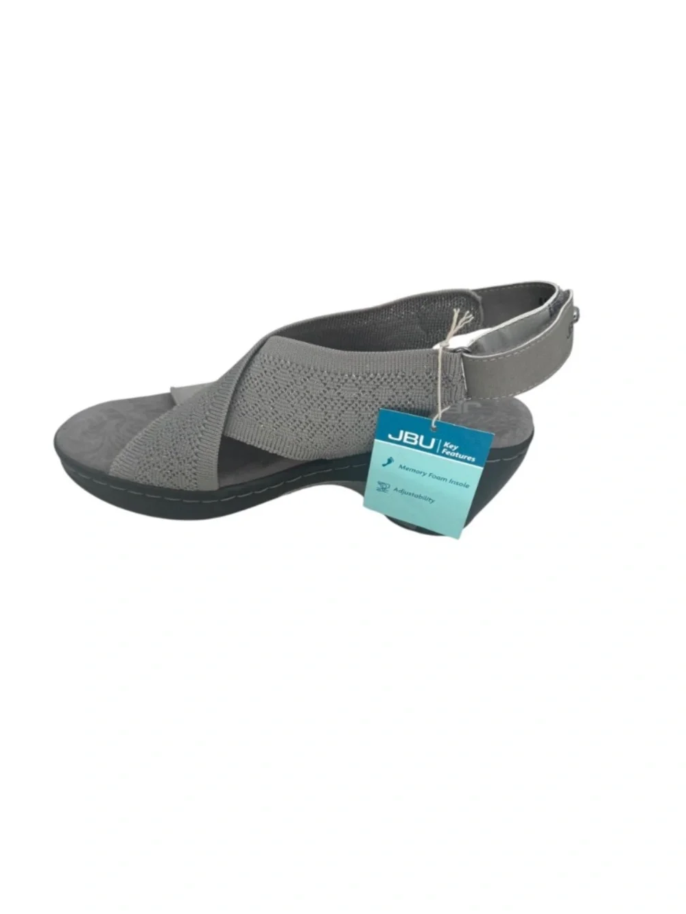 Jbu Women's Alyssa Wedge Sandals, Gray Shimmer, Size 6.5M - NWB